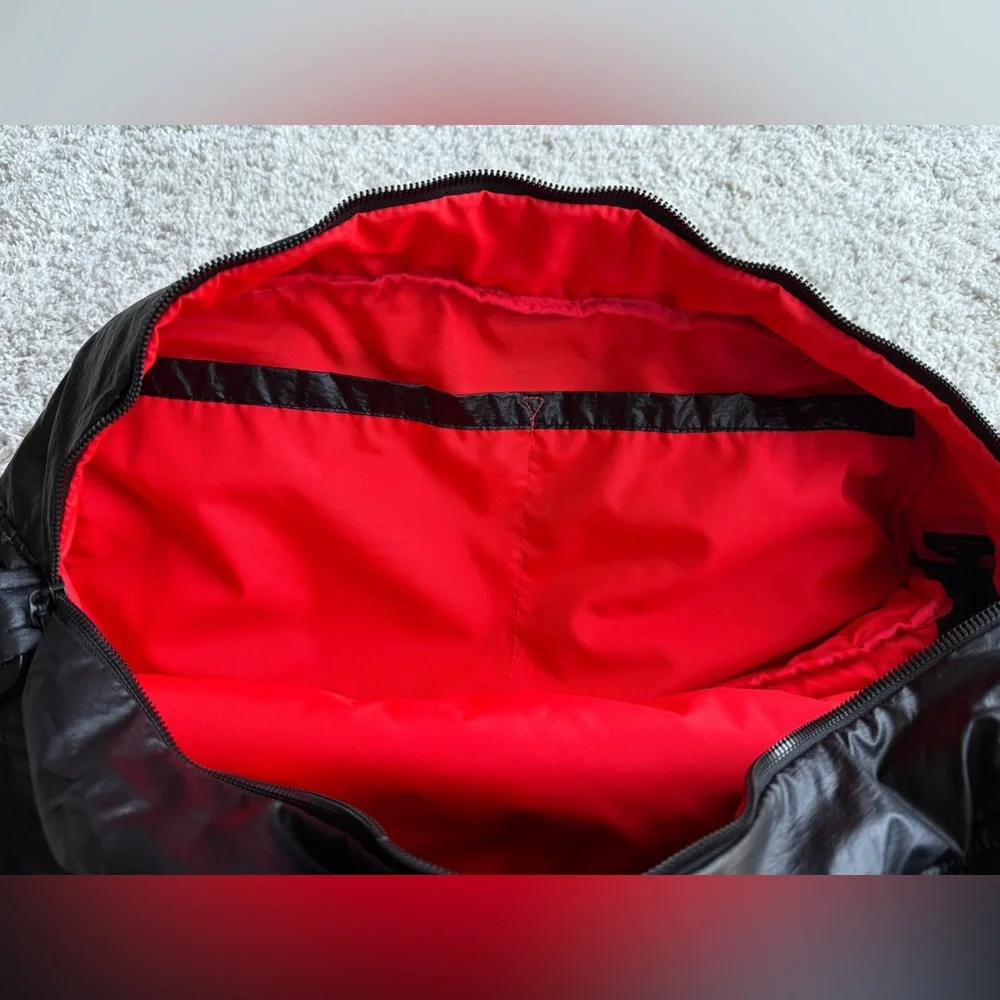 Nike Black Puff Gym Bag with Neon Reddish Orange Interior